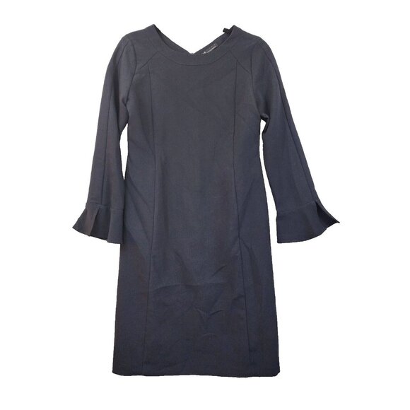 Soos Womens S Black Long Sleeve Bell Sleeve V-Neck Shift Dress - Picture 1 of 8